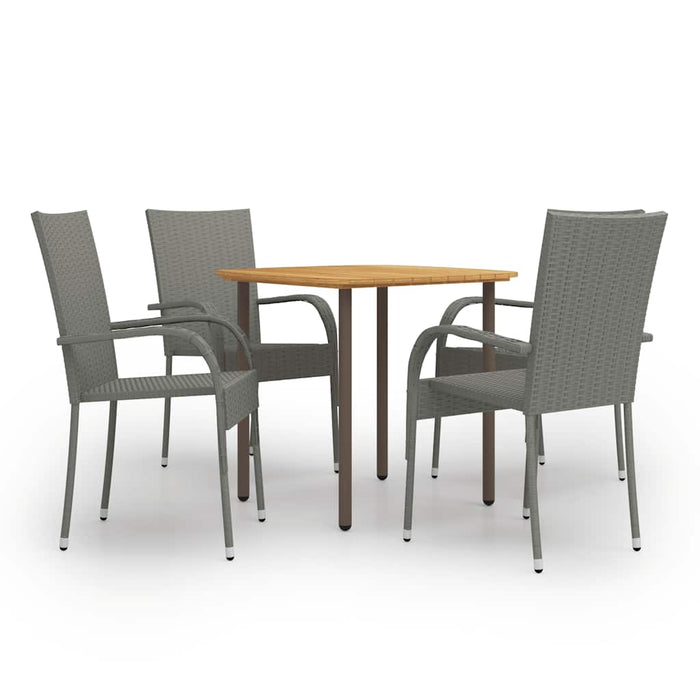 Set mobilier de grădină, 5 piese, gri, poliratan WALTI