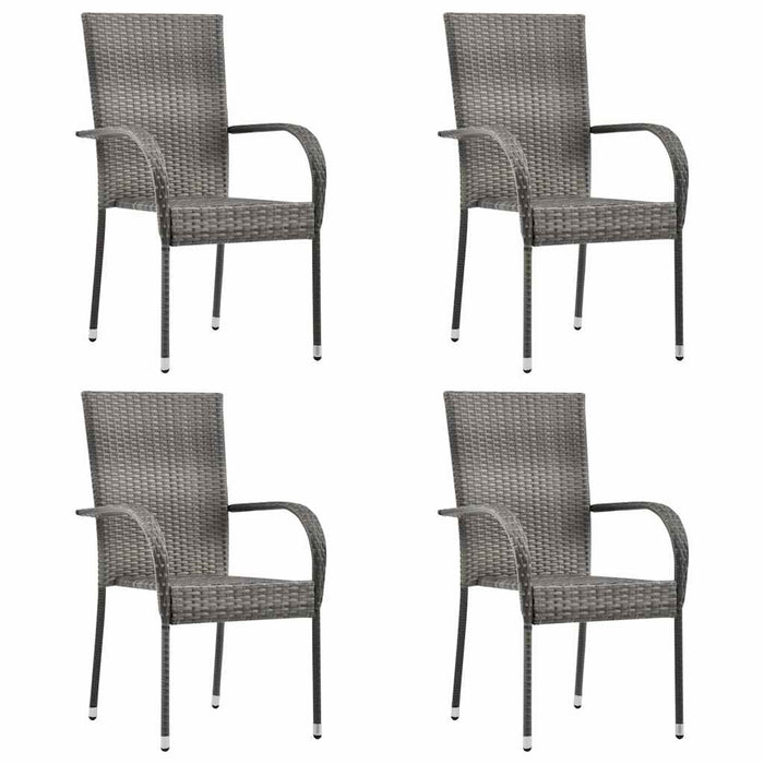 Set mobilier de grădină, 5 piese, gri, poliratan WALTI
