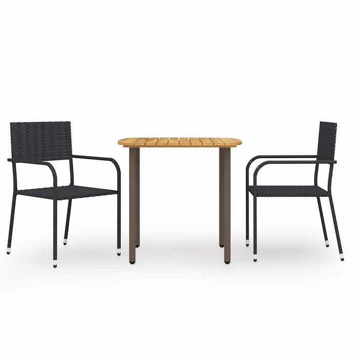Set mobilier de grădină, 3 piese, negru, poliratan WALTI