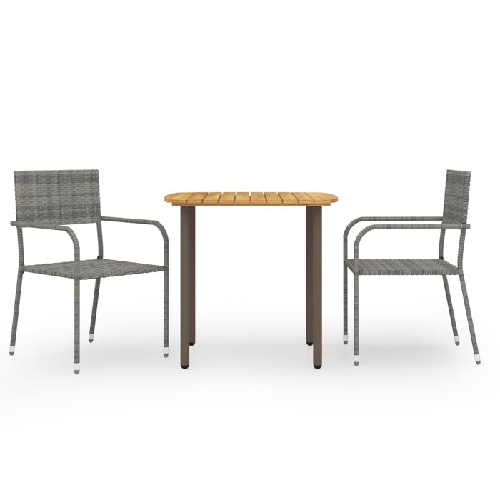 Set mobilier de grădină, 3 piese, gri, poliratan - WALTI WALTI