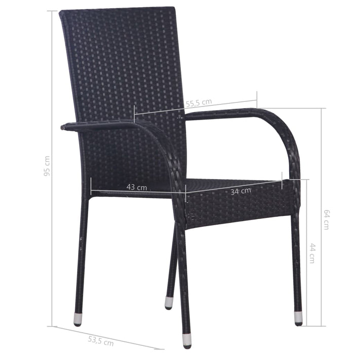 Set mobilier de grădină, 5 piese, negru, poliratan WALTI