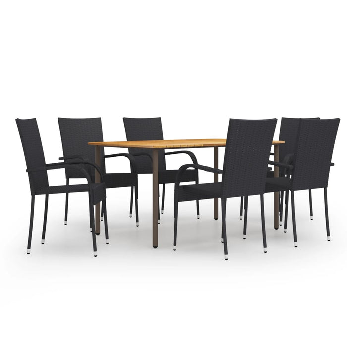 Set mobilier de grădină, 7 piese, negru, poliratan - WALTI WALTI