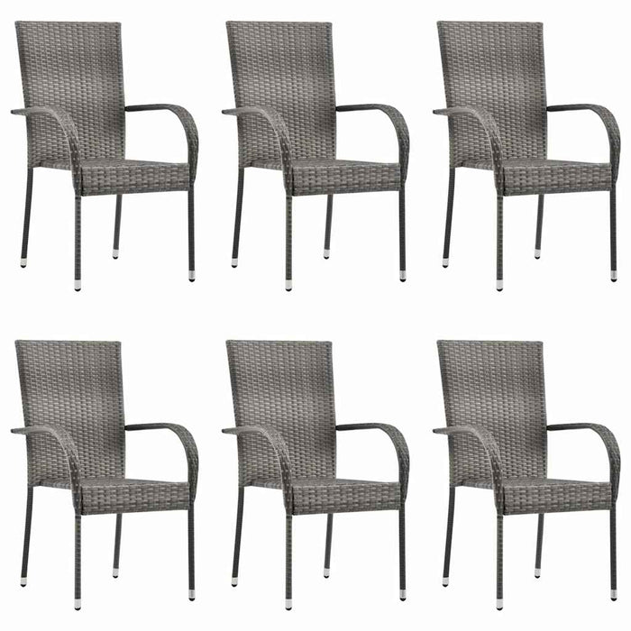 Set mobilier de grădină, 7 piese, gri, poliratan - WALTI WALTI