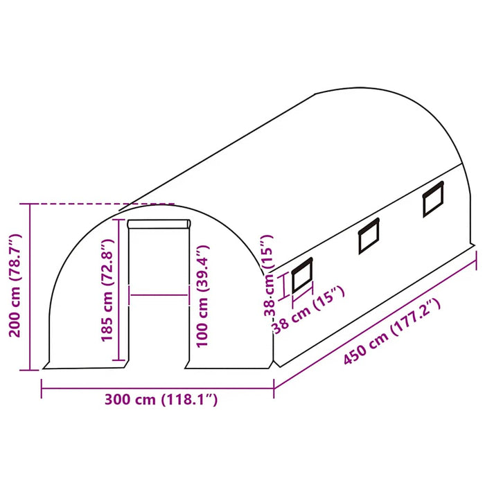 Copertină rezervă pentru seră (13,5 m²), verde, 300x450x200 cm - WALTI WALTI