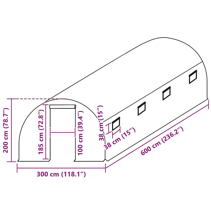 Copertină de rezervă pentru seră (18 m²), verde, 300x600x200 cm - WALTI WALTI