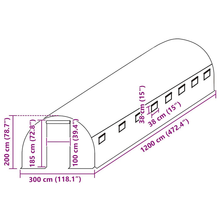 Copertină de rezervă pentru seră (36 m²), transparent, 3x12x2 m - WALTI WALTI