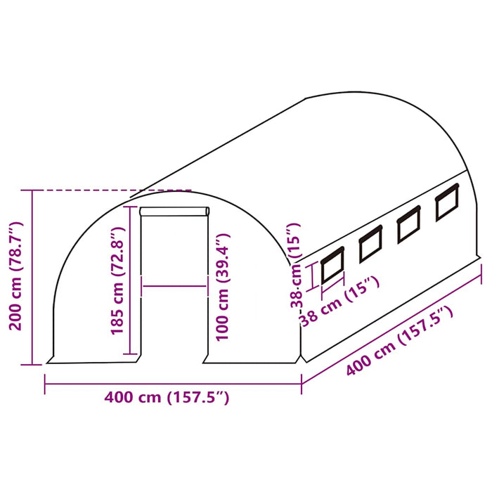 Copertină de rezervă pentru seră (16 m²), verde, 400x400x200 cm WALTI