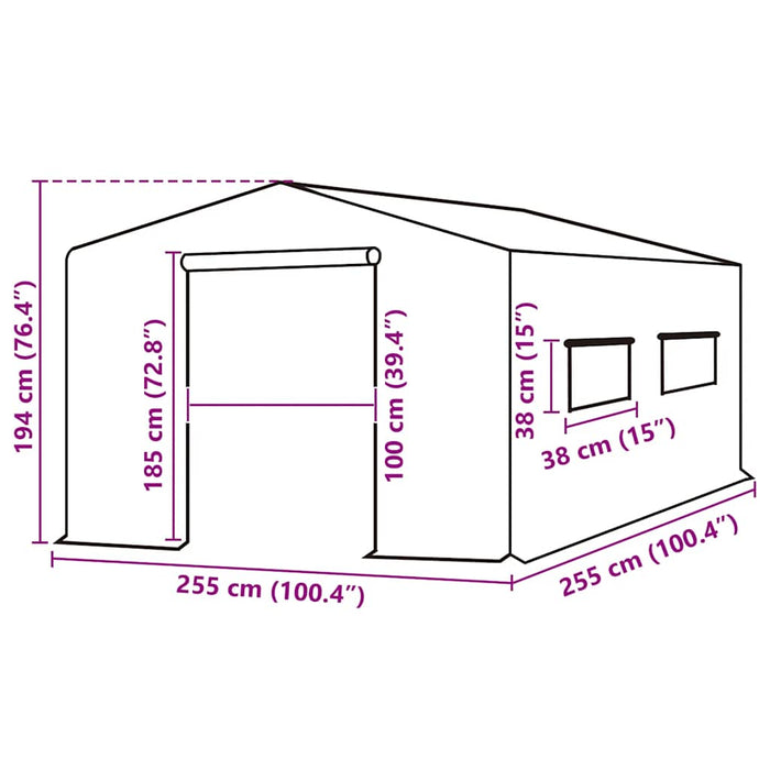 Copertină rezervă pentru seră (6,5025 m²), verde, 255x255x194cm - WALTI WALTI