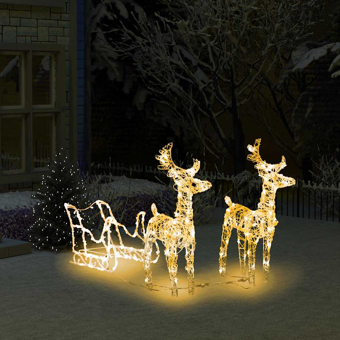 Decorațiune de Crăciun reni și sanie 160 LED-uri 130 cm acril - WALTI WALTI