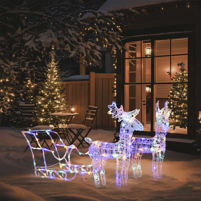 Decorațiune de Crăciun reni și sanie 160 LED-uri 130 cm acril - WALTI WALTI