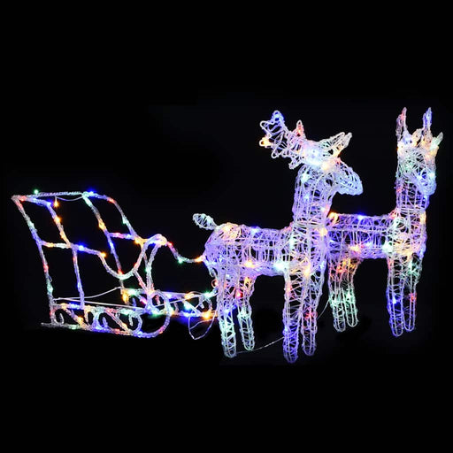 Decorațiune de Crăciun reni și sanie 160 LED-uri 130 cm acril - WALTI WALTI