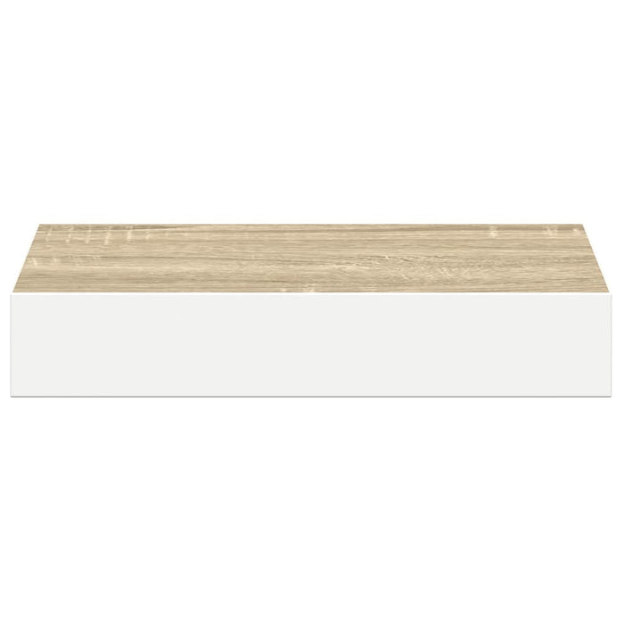 Raft de perete suspendat, stejar/alb, 23x23,5x3,8 cm, MDF - WALTI WALTI