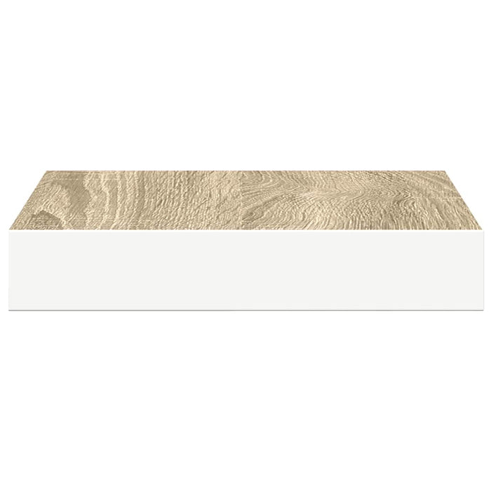 Raft de perete suspendat, stejar/alb, 23x23,5x3,8 cm, MDF - WALTI WALTI