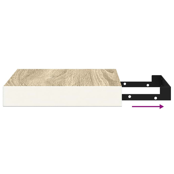 Raft de perete suspendat, stejar/alb, 23x23,5x3,8 cm, MDF - WALTI WALTI