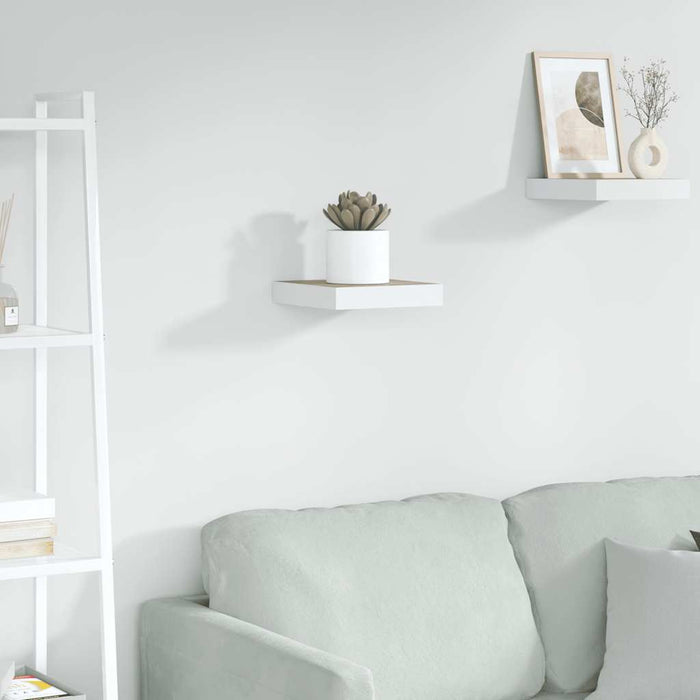 Raft de perete suspendat, stejar/alb, 23x23,5x3,8 cm, MDF - WALTI WALTI