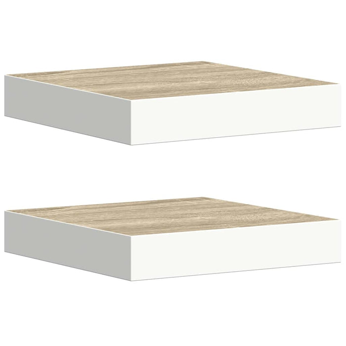 Rafturi perete suspendate 2 buc. alb/stejar 23x23,5x3,8 cm MDF - WALTI WALTI
