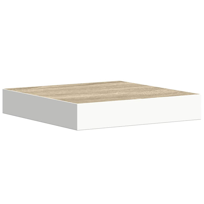 Rafturi perete suspendate 2 buc. alb/stejar 23x23,5x3,8 cm MDF - WALTI WALTI