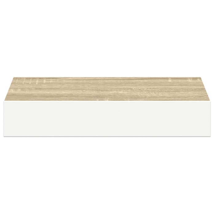 Rafturi perete suspendate 2 buc. alb/stejar 23x23,5x3,8 cm MDF - WALTI WALTI