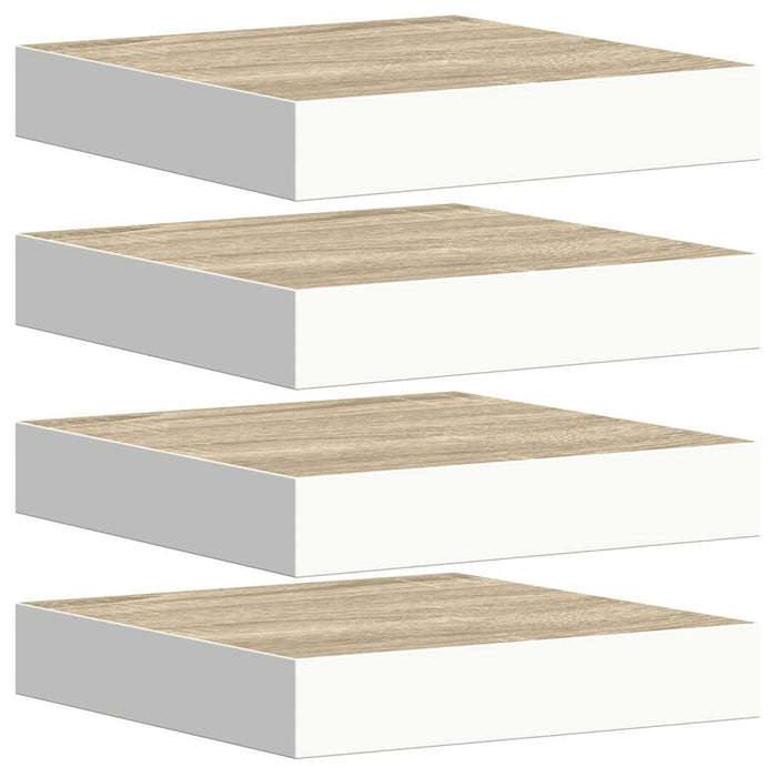 Rafturi perete suspendate 4 buc. alb/stejar 23x23,5x3,8 cm MDF - WALTI WALTI