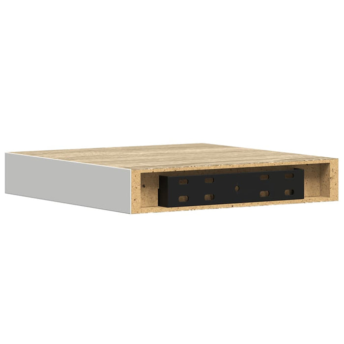 Rafturi perete suspendate 4 buc. alb/stejar 23x23,5x3,8 cm MDF - WALTI WALTI
