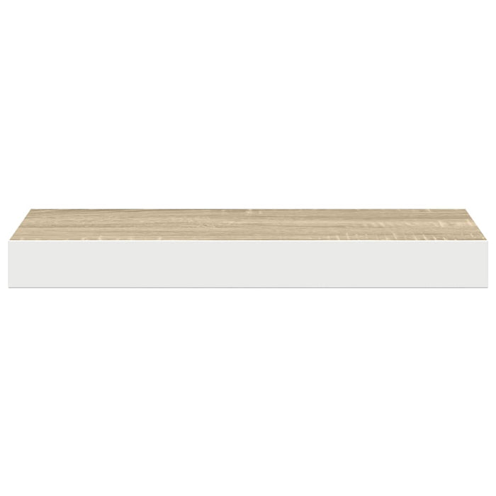 Raft de perete suspendat, alb și stejar, 40x23x3,8 cm, MDF WALTI