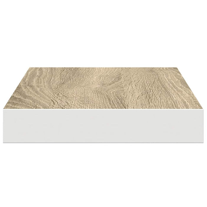 Raft de perete suspendat, alb și stejar, 40x23x3,8 cm, MDF WALTI