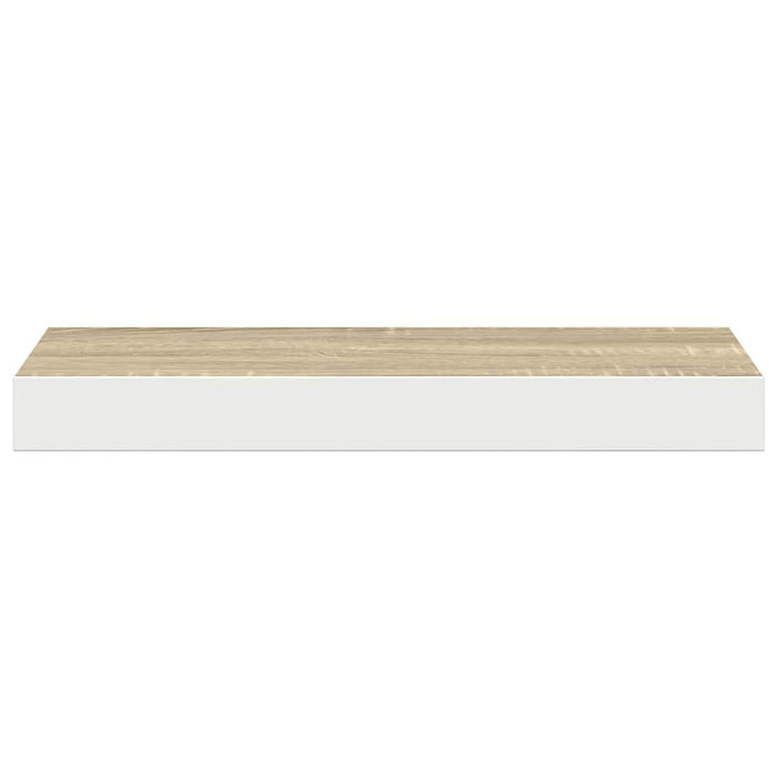 Rafturi perete suspendate 2 buc. alb/stejar 40x23,5x3,8 cm MDF WALTI
