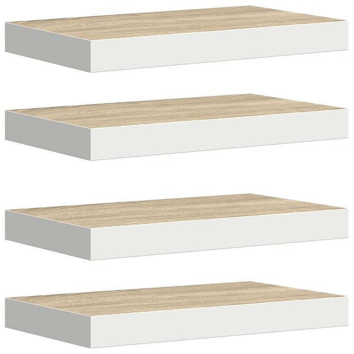 Rafturi perete suspendate 4 buc. alb/stejar 40x23x3,8 cm MDF - WALTI WALTI