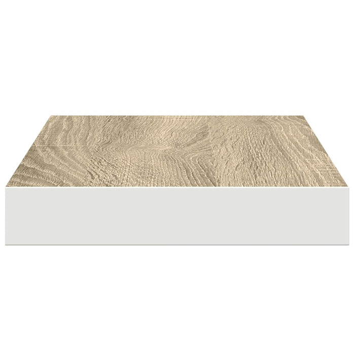 Raft de perete suspendat, stejar și alb, 50x23,5x3,8 cm, MDF WALTI