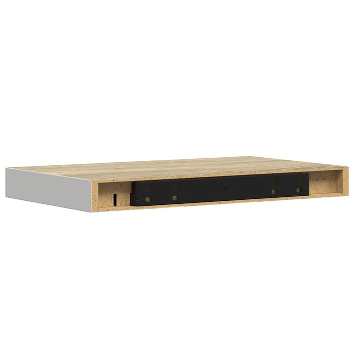 Rafturi perete suspendate 4 buc. alb/stejar 50x23,5x3,8cm MDF WALTI