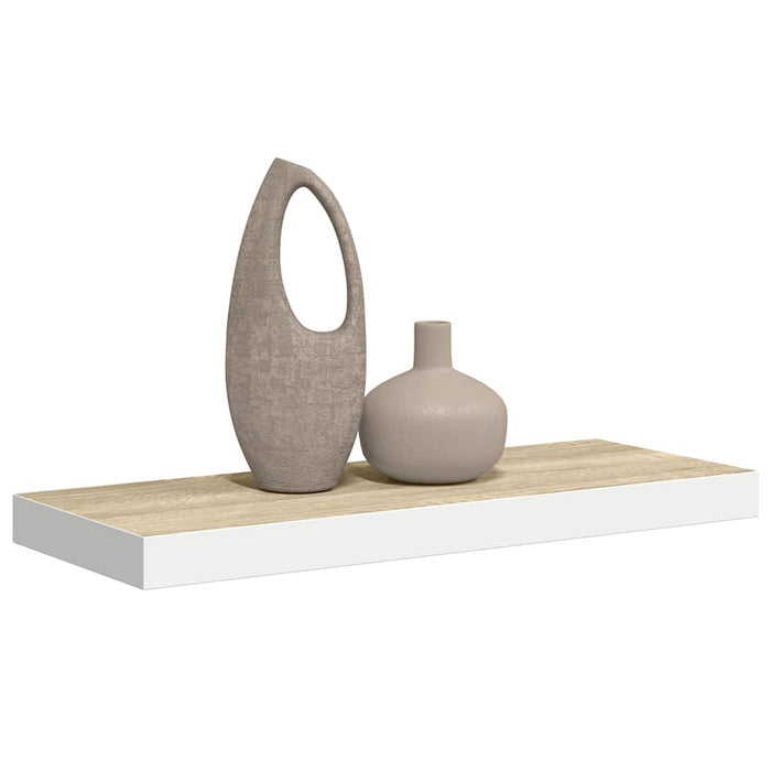 Raft de perete suspendat, alb și stejar, 60x23,5x3,8 cm, MDF - WALTI WALTI