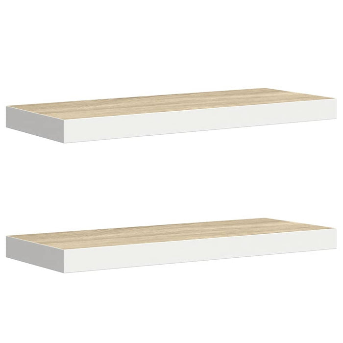 Rafturi perete suspendate 2 buc. alb/stejar 60x23,5x3,8 cm MDF - WALTI WALTI
