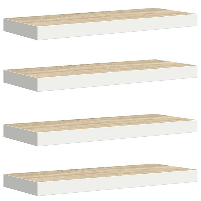 Rafturi perete suspendate 4 buc. alb/stejar 60x23,5x3,8 cm MDF - WALTI WALTI