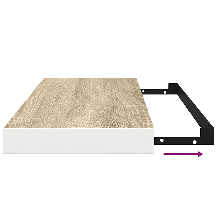 Rafturi perete suspendate 4 buc. alb/stejar 60x23,5x3,8 cm MDF - WALTI WALTI