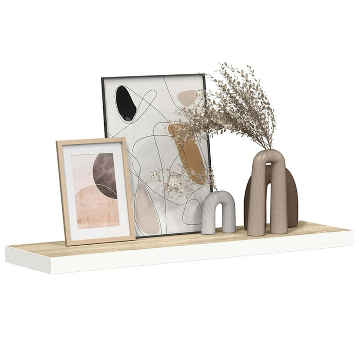 Raft de perete suspendat, alb și stejar, 80x23,5x3,8 cm, MDF - WALTI WALTI