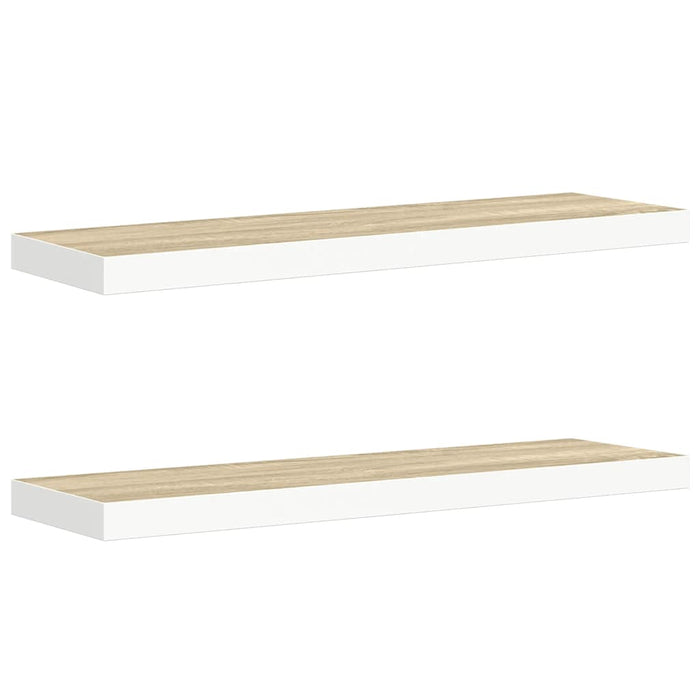Rafturi perete suspendate 2 buc. stejar/alb 80x23,5x3,8 cm, MDF - WALTI WALTI
