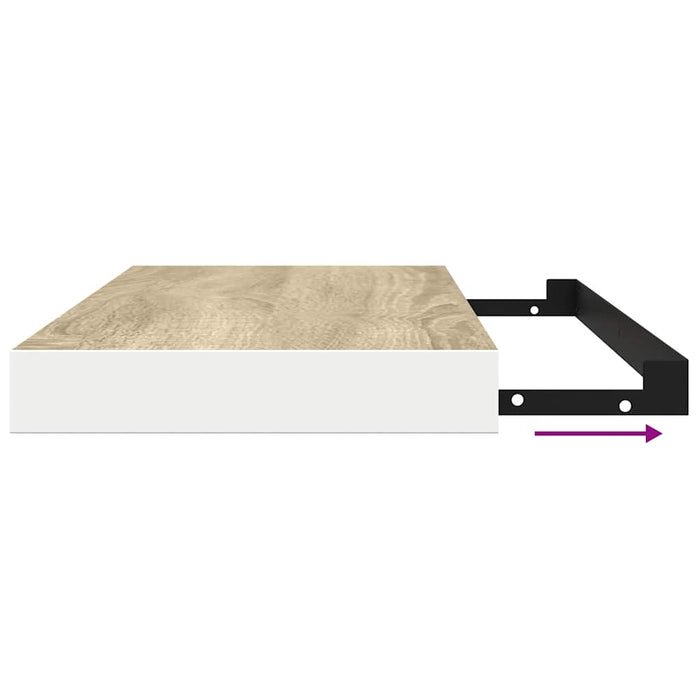 Rafturi perete suspendate 2 buc. stejar/alb 80x23,5x3,8 cm, MDF - WALTI WALTI
