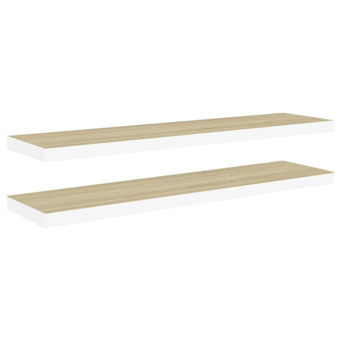 Rafturi perete suspendate 2 buc. stejar/alb 90x23,5x3,8 cm MDF - WALTI WALTI