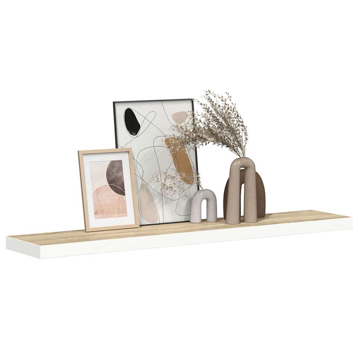 Raft de perete suspendat, stejar și alb, 120x23,5x3,8 cm, MDF - WALTI WALTI
