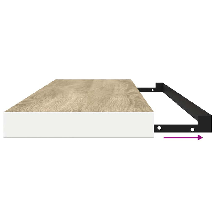 Raft de perete suspendat, stejar și alb, 120x23,5x3,8 cm, MDF - WALTI WALTI