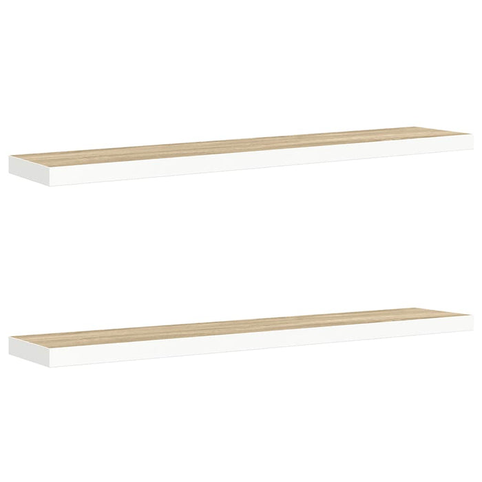 Rafturi perete suspendate 2 buc. stejar/alb 120x23,5x3,8 cm MDF - WALTI WALTI