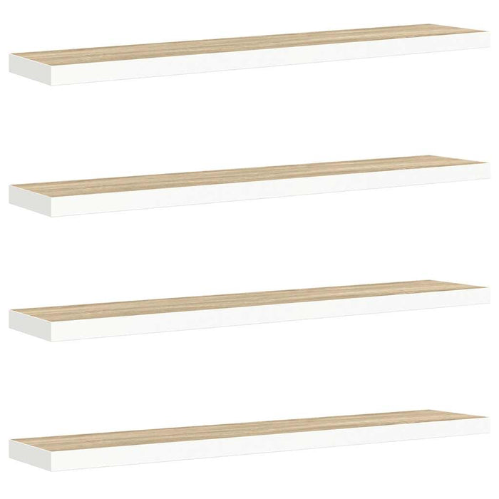 Rafturi perete suspendate 4 buc. stejar/alb 120x23,5x3,8 cm MDF - WALTI WALTI