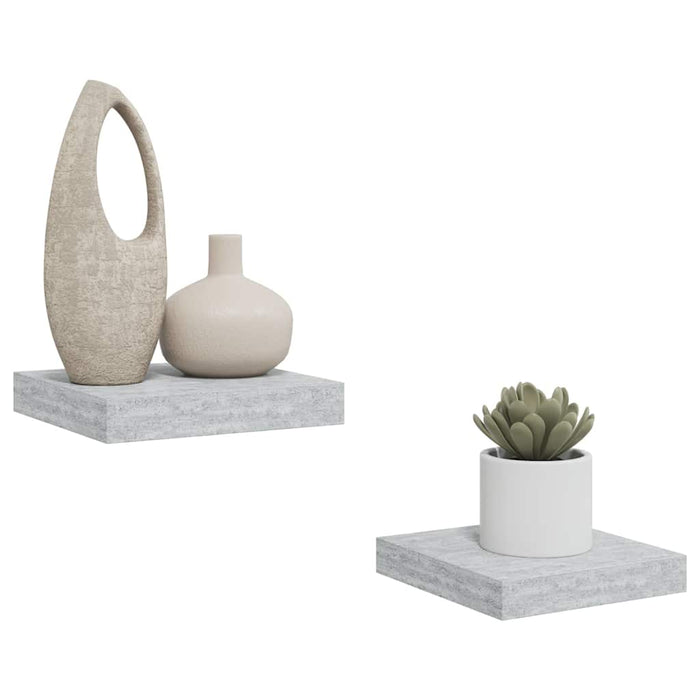 Rafturi perete suspendate 2 buc. gri beton 23x23,5x3,8 cm MDF - WALTI WALTI