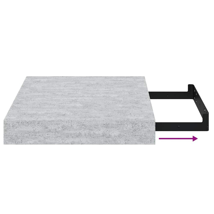 Rafturi perete suspendate 4 buc. gri beton 23x23,5x3,8 cm MDF - WALTI WALTI