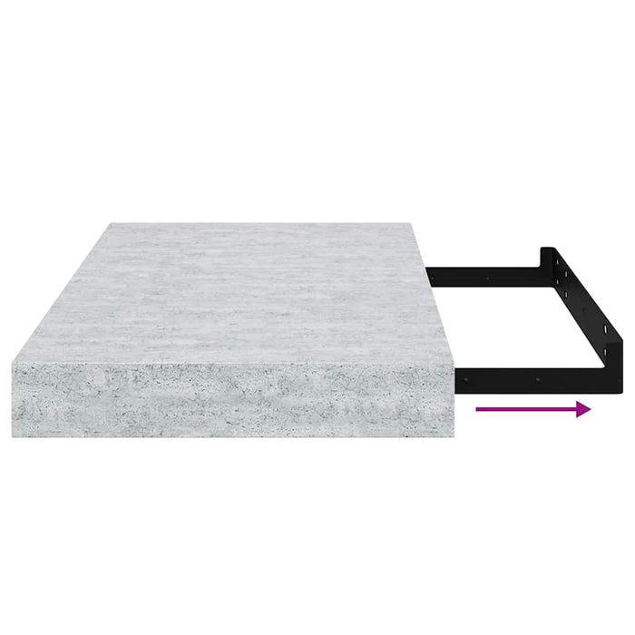 Raft de perete suspendat, gri beton, 40x23x3,8 cm, MDF - WALTI WALTI