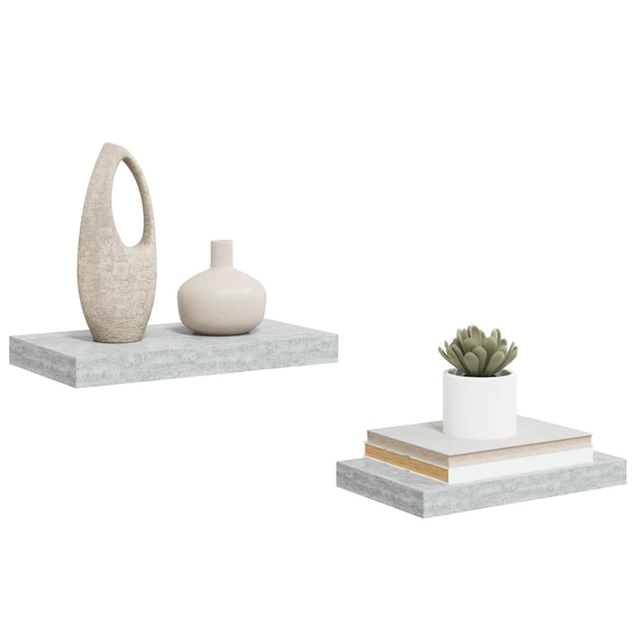 Rafturi de perete suspendate 2 buc. gri beton 40x23x3,8 cm MDF - WALTI WALTI