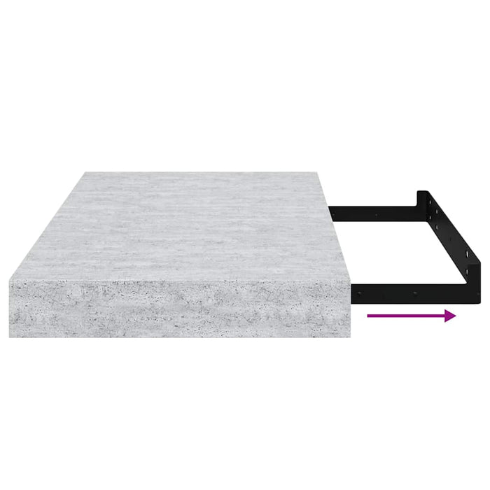 Rafturi de perete suspendate 4 buc. gri beton 40x23,5x3,8 cm MDF WALTI