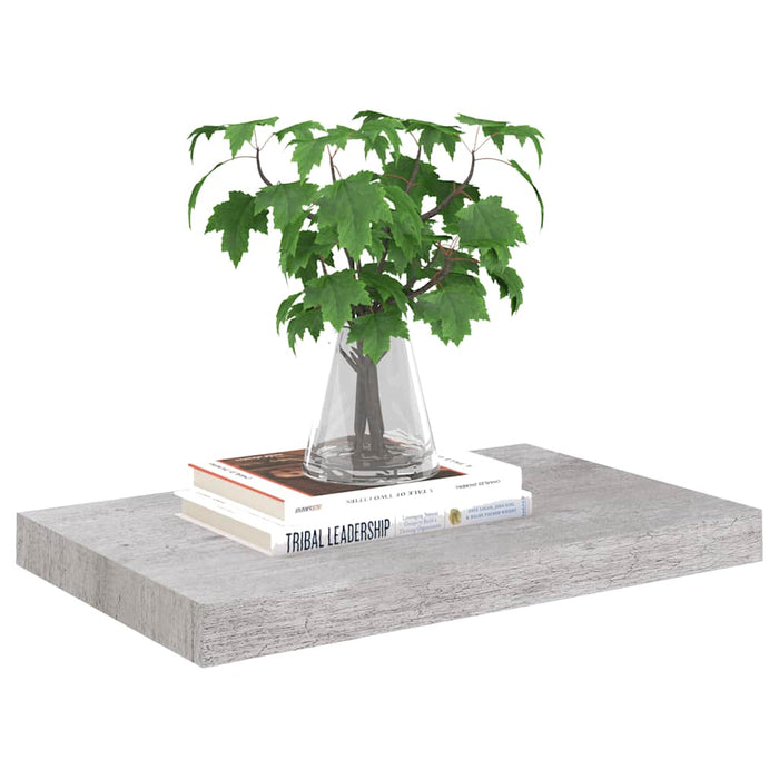 Raft de perete suspendat, gri beton, 50x23,5x3,8 cm, MDF WALTI