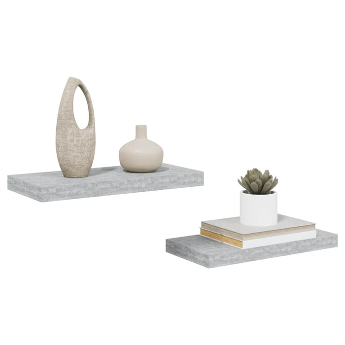 Rafturi de perete suspendate 2 buc. gri beton 50x23x3,8 cm MDF - WALTI WALTI