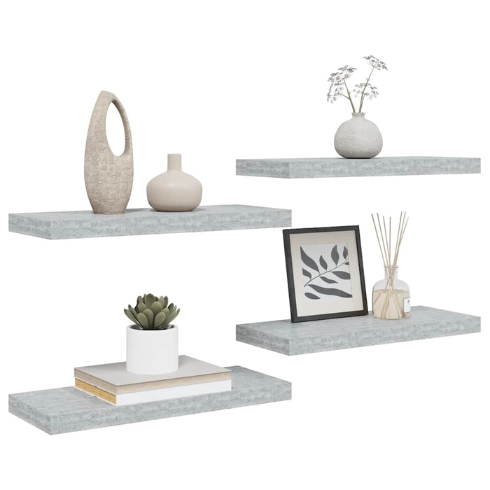 Rafturi de perete, 4 buc., gri beton, 60x23,5x3,8 cm, MDF - WALTI WALTI